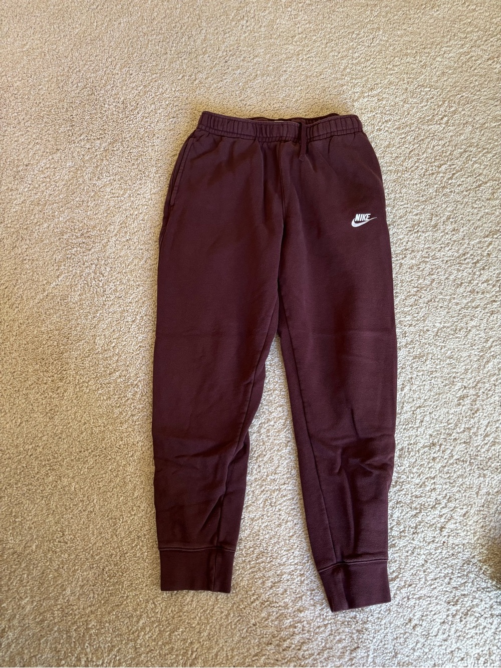 Nike Burgundy Jogger Pants with White Logo